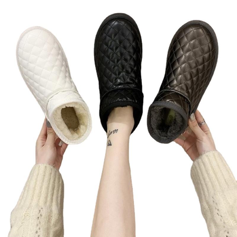 Водонепроницаемые зимние ботинки Lovers Bread Shoes из кожи, теплые зимние, плюс бархатные нескользящие женские хлопковые ботинки больших размеров