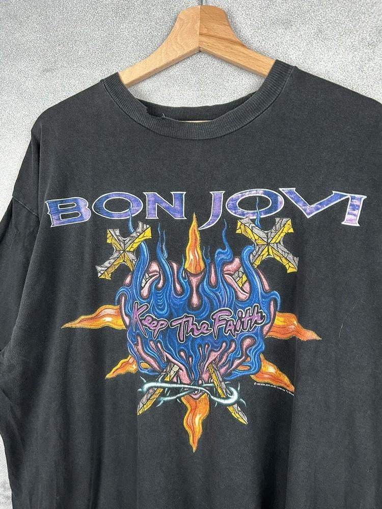 Редкая футболка Bon Jovi Rock Band 1993 года Тур 90-х Черная Унисекс Футболка Репринт KH15839 Унисекс Футболка
