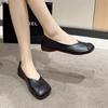 2024 Весна и Осень Новые Женские Туфли Модные Однотонные Квадратные Носки Низкий Каблук Неглубокий Кольцевой Кольцо Слипоны Женские Туфли На Плоской Подошве