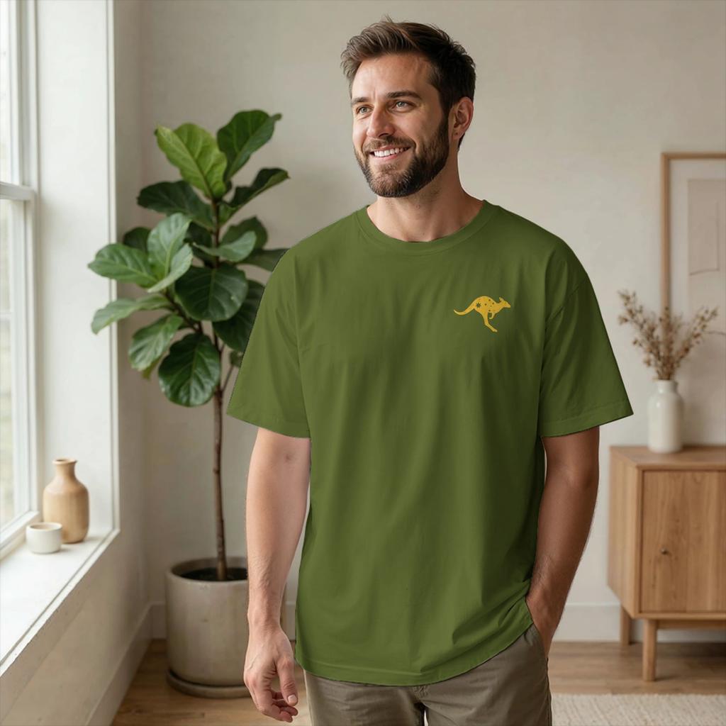 Australia Kangaroo Southern Cross T-Shirts for Men Aussie Flag Novelty Pure Cotton Tee Shirt Ro