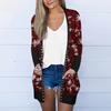 Женский повседневный кардиган с длинными рукавами и постепенным рождественским принтом, легкая куртка