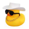 Cowboy Hat Yellow Duck with Sunglasses Cute Bath Toys for Kids Floating Pool Decor BPA-Free Car Dashboard Decoration