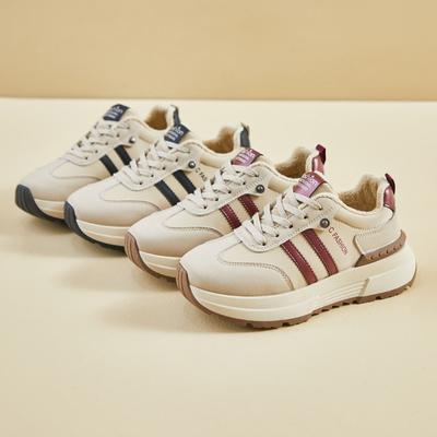 Женские зимние повседневные кроссовки на толстой платформе, нескользящие, удобные, для ходьбы, с подкладкой из искусственного меха, со шнуровкой, теплые кроссовки для бега, теннисная обувь для женщин