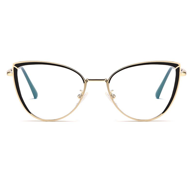 6221 Модные очки Cat's Eye Metal Spring Leg Flat Glasses 2025 Новые персонализированные простые и тонкие очки с защитой от синего света