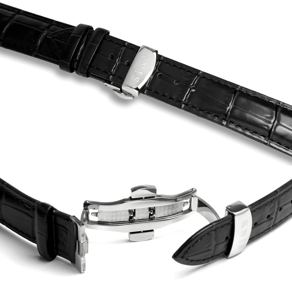 KNIS Лак Сделано в Японии Автоматические часы Ретро Модерн Super Luminova Сапфировое стекло Ремешок из натуральной кожи Водонепроницаемость 10 АТМ Механические Черные