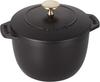 Staub Cocotte De GOHAN Black Small Rice Cast Iron Rice Cooker Japanese La Cocotte De GOHAN "La 12cm" Cooker, 1-Cup Capacity, Enamel, [Official