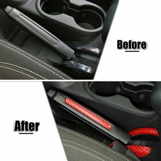 Red Carbon Fiber Handbrake Handle Decor Trim For Jeep Wrangler JK Accessories
