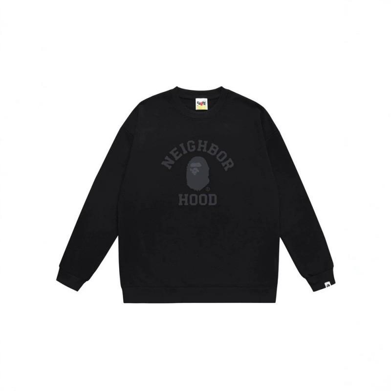 BAPE-Style Heavyweight Cotton Crewneck Sweatshirt Mens Oversized Streetwear Pullover Fall