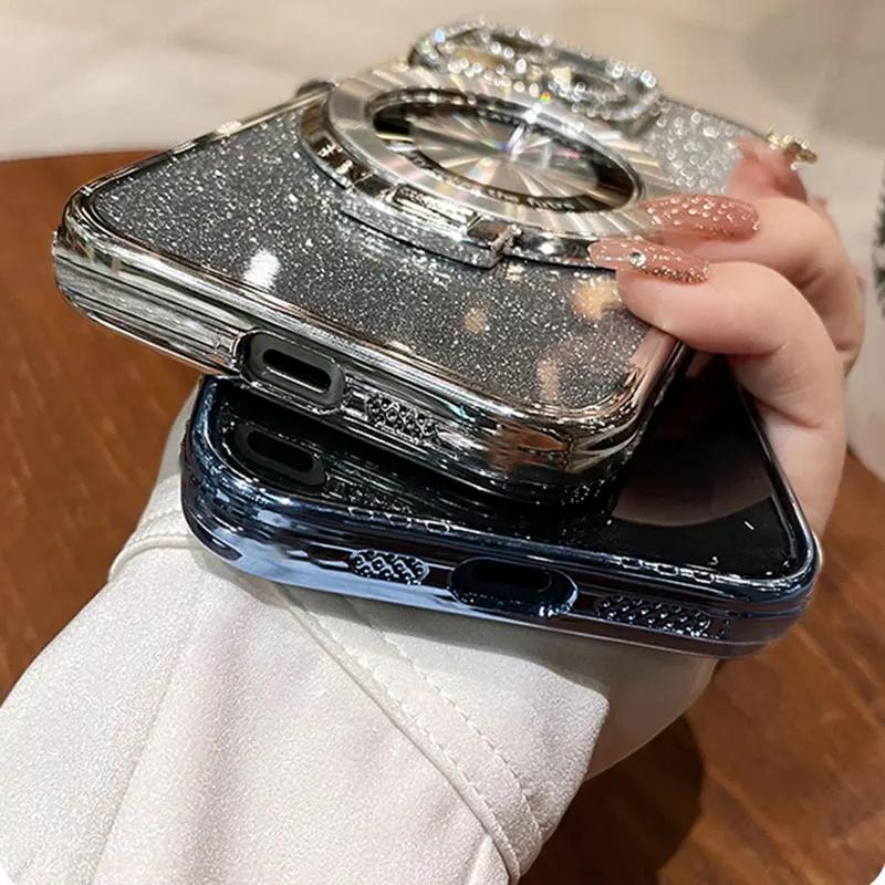 Samsung S24FE Case Luxury with Bracket Glitter Case For Samsung Galaxy A15 A25 A35 A24 A14 S23 Plus Note20 Ultra A52 Case Holder