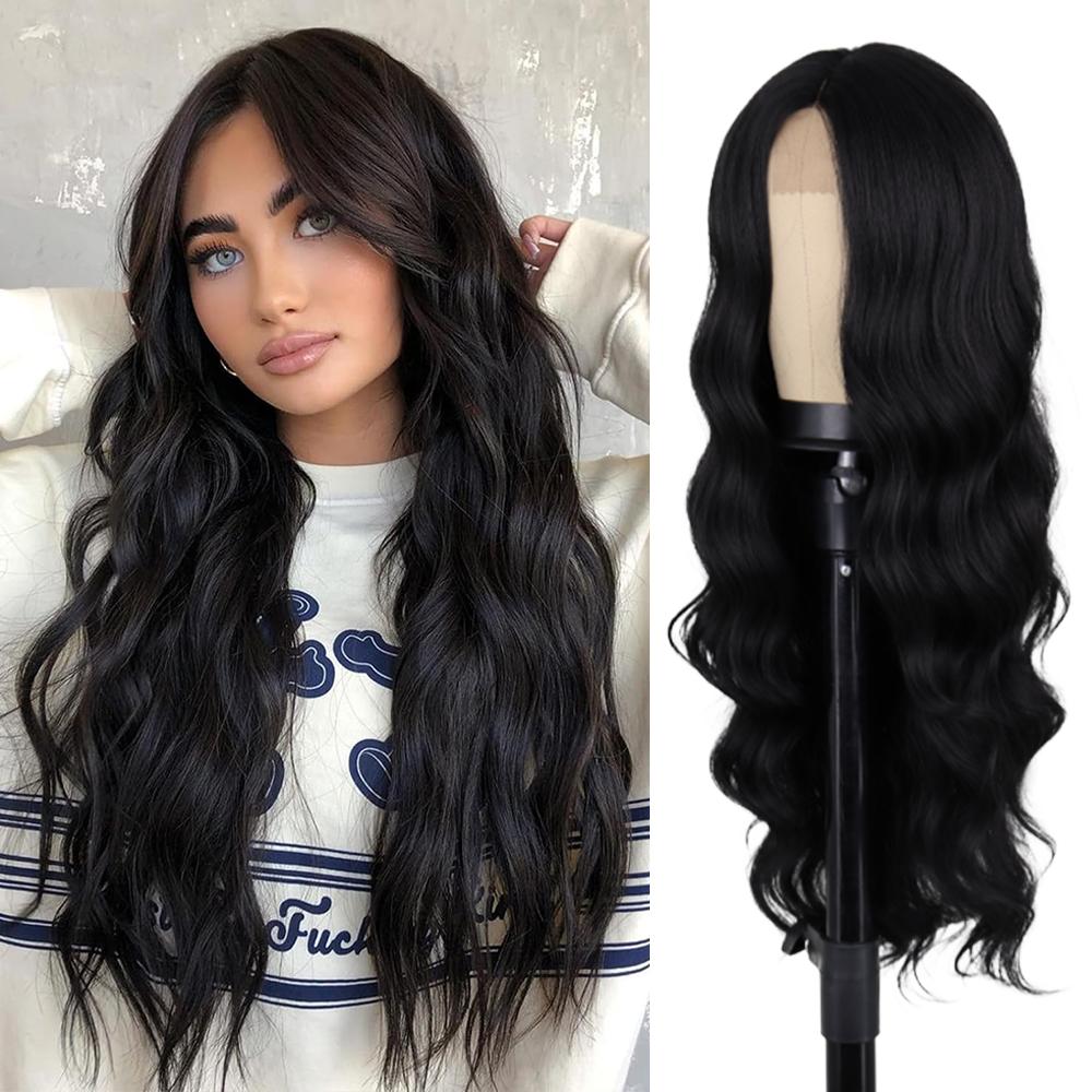 MERISIHAIR Синтетический модный длинный волнистый коричневый парик без челки, кружевной передний парик для повседневной носки, вечеринки