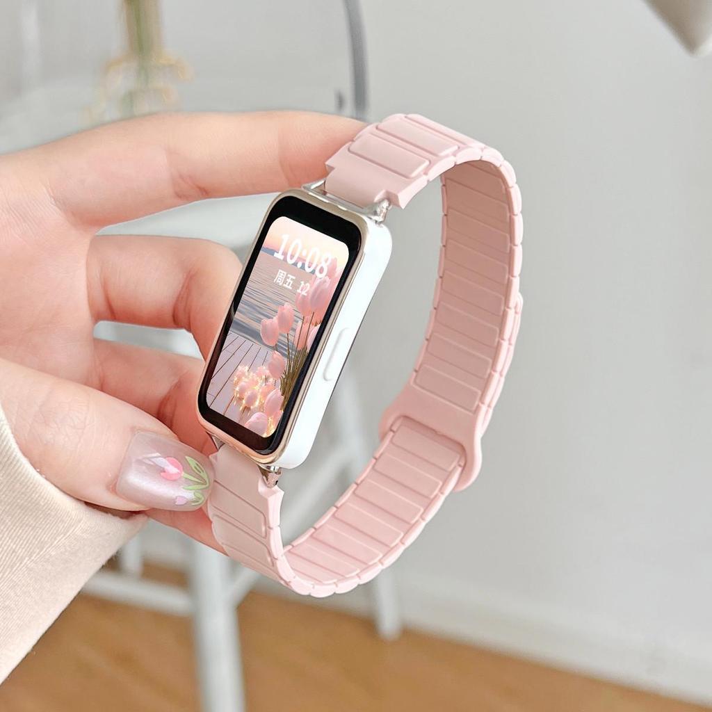 Силиконовый магнитный спортивный ремешок Huawei Band 10 - Двухцветный браслет для умных часов 8/9