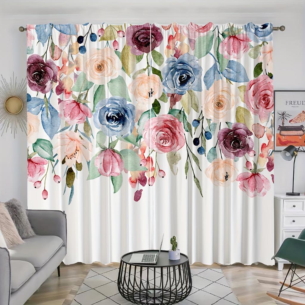 2 шт. бесшовные бордюры с красочными цветочными узорами акварельные падающие листья принты шторы для гостиной спальни для домашнего декора