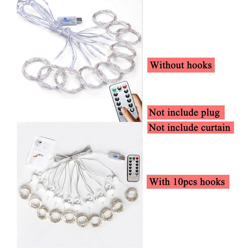 Светодиодные занавески с медным проводом USB-светильник, сказочная гирлянда для спальни, окон, дома, праздника, рождества, свадьбы, вечеринки, украшения