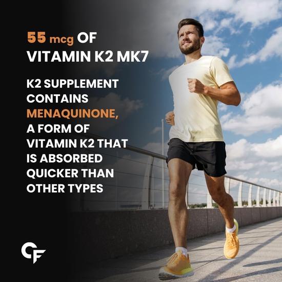 Carbamide Forte Витамин D3 K2 | Добавка витамина D3 K2 для здоровья костей и сердца | Таблетки витамина D с витамином K2 MK7-120 Вегетарианские таблетки