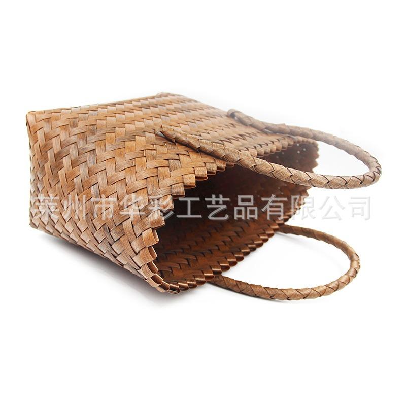 Summer Imitation Rattan Woven Vegetable Basket Retro Simple Portable Large-capacity Straw Woven Bag Versatile Woven Bag Beach Bag