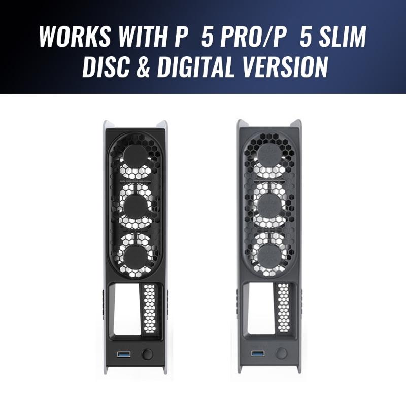 Инновационный охлаждающий вентилятор для консоли P5 Slim/Professional с красочным светодиодным эффектом, встроенные 3 шт. малошумящих вентилятора
