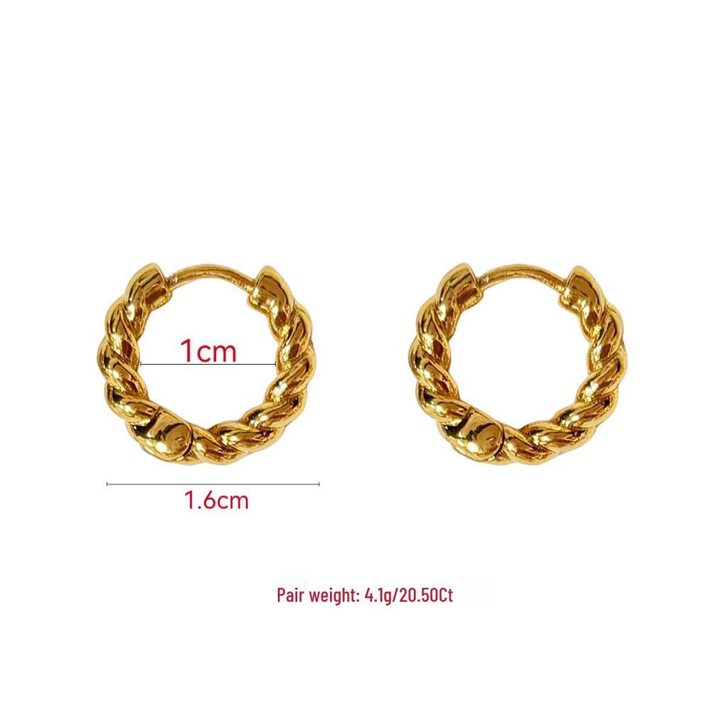 Маленькие плетеные серьги-кольца с закруткой: Ретро Европейская и Американская Высокая Мода