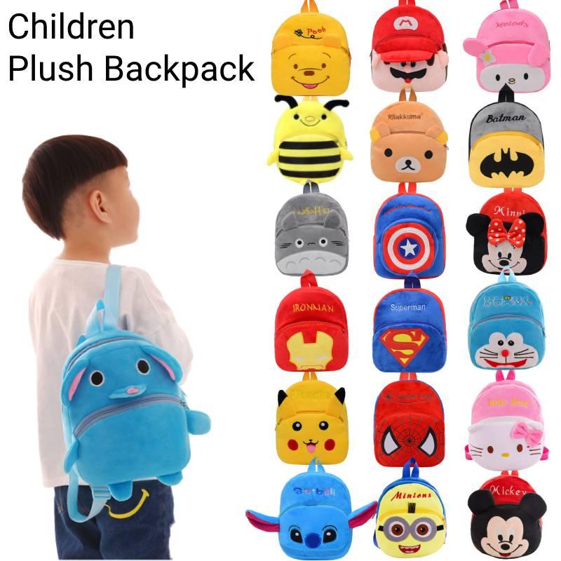 Cute Baby Children Plush Backpack Cartoon Anime Korean Version Kindergarten Early Education Shoulder Bag Anti-theft Shockproof 20*25cm