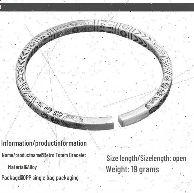 2023 Retro Men's Geometric Woven Cable Open Bangle In Silver-Plated Copper