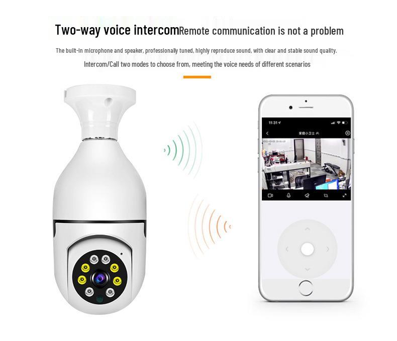 360° Wireless Surveillance Light Bulb Camera with Mobile Remote and Full-Color Night Vision HD Monitoring