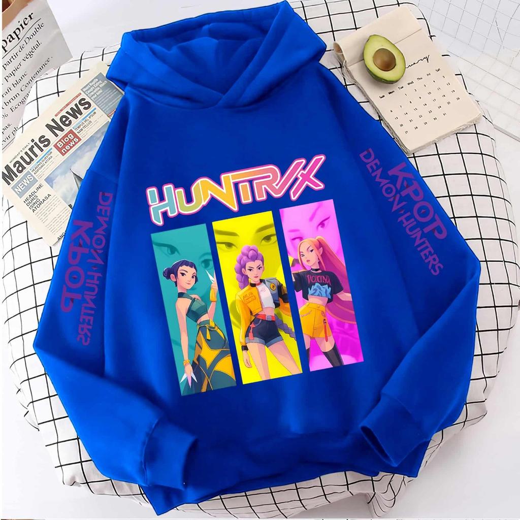 KPop Demon Girls Fashion Casual Sweatshirt Movie New Kids K-Pop Demon Hunters Hooded Tops Toddler Girl Clothes Hunters Hoodie