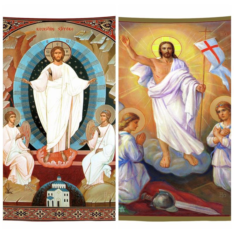 Russian Orthodox Catholic Easter Icon Resurrection Of Christ Jesus Angels Sacred Traditional Tapestry By Ho Me Lili Home Decor
