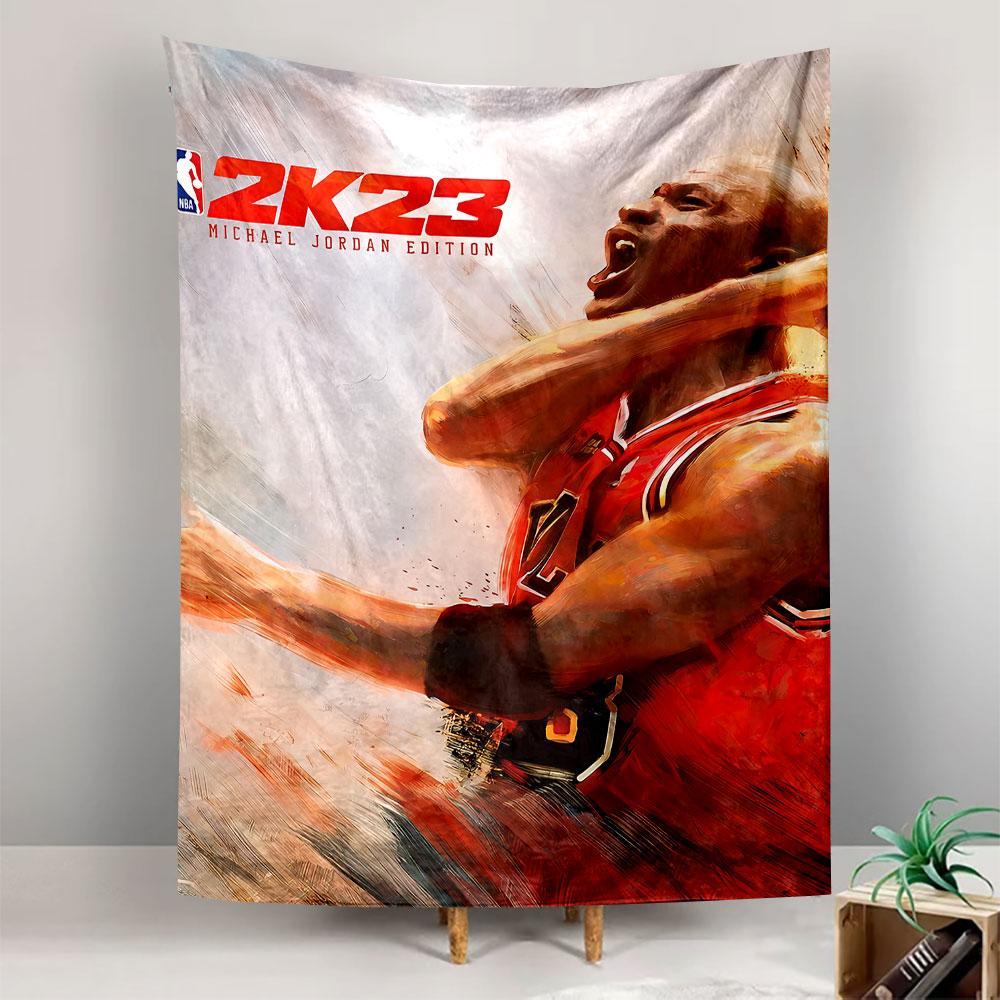 NBA 2K23 Tapestry Wall Hanging, Michael Jordan Edition Game Art, Sports Wall Decor for Bedroom Living Room Dorm
