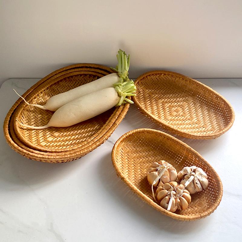 1 шт. плетеная вручную практичная емкость для сбора капель, вместительная полка для десертов, кухонные принадлежности, фруктовая тарелка, ротанговая корзина для хранения, плетеный поднос