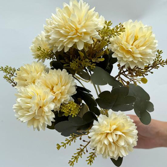 Искусственный букет хризантем, искусственные цветы с гибкими стеблями, реалистичные искусственные цветы для дома, свадьбы