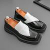 Мужская повседневная кожаная обувь большого размера новая мужская обувь лоферы модный тренд британский стиль квадратный носок кожаная обувь