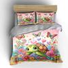 Turtle, butterflies, flowers, hearts. Bedding sets Duvet cover sets Duvet covers Pillowcases(1 * Duvet Cover 2 * Pillowcases without duvet insert)