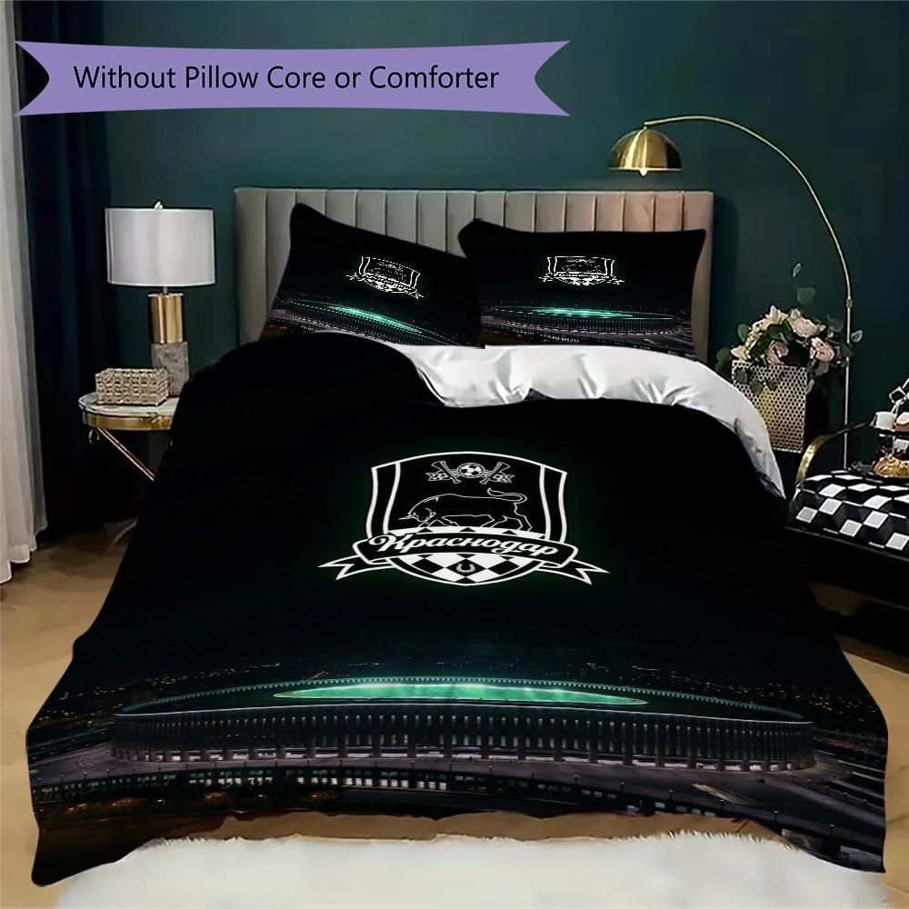 Fc Krasnodar Pattern Bedding uilt Set uilt Cover Pillowcase Home Decoration Birthday Gift (1*duvet cover + 2*pillowcase without core)