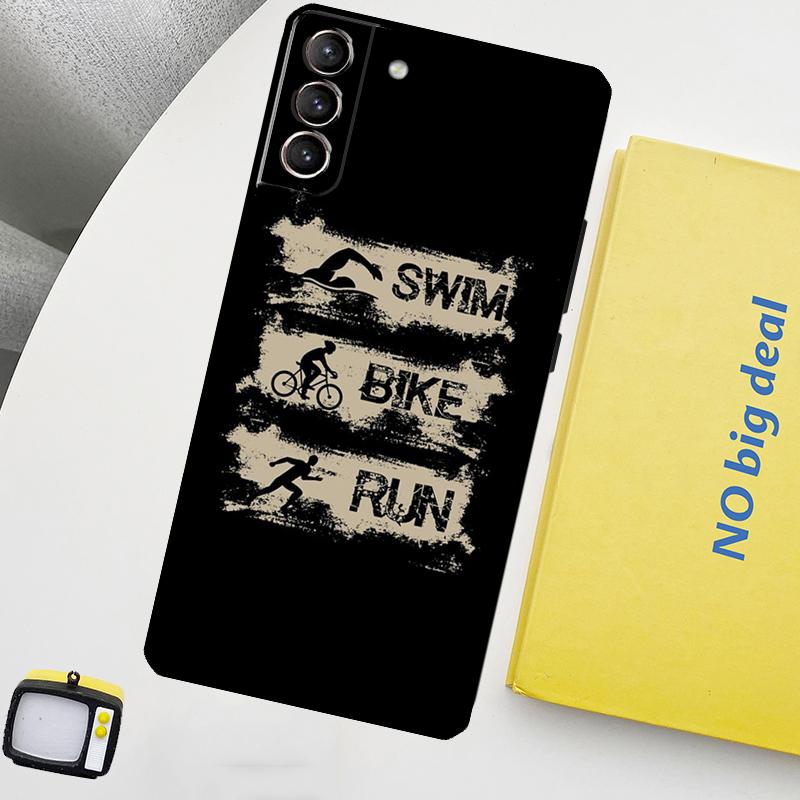 Triathlon Tri Life Swim Bike Run Cover For Samsung Galaxy S22 S23 Ultra Note 20 10 Plus S9 S10 S20 S21 S23 FE Phone Case