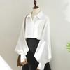 Blouses Tops Women White Black Long Lantern Sleeve Office Lady Temperament Autumn Winter Basic All-match Design Chic Female