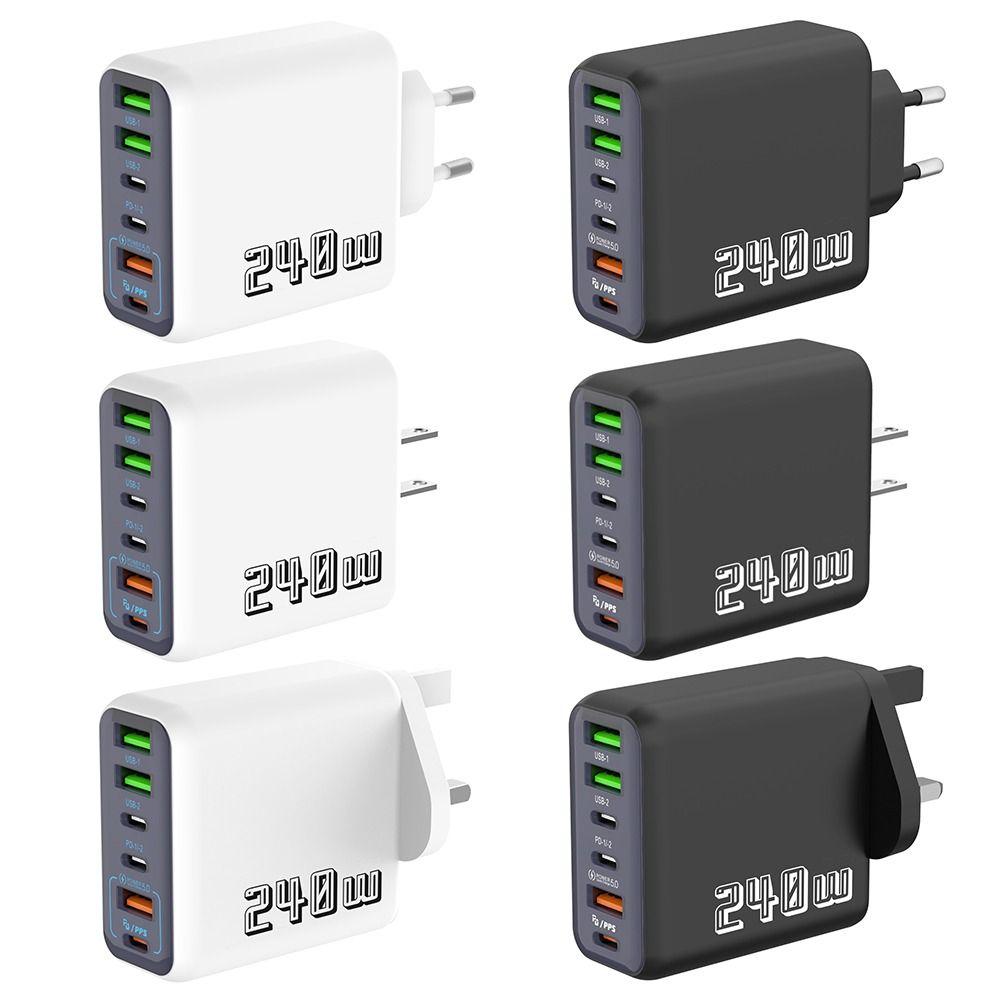 Зарядное устройство 6 портов 240 В Штекер USB A+C Быстрая зарядка Адаптер для зарядки телефона EU/US/UK PD QC3.0 для Huawei/Xiaomi/Samsung