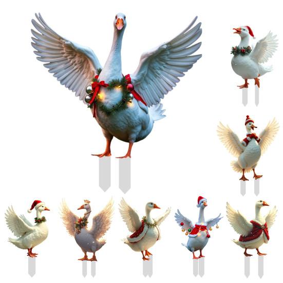 Рождественская утка садовый колышек плоский акриловый двор художественный знак украшения водонепроницаемый уличный рождественский колышек для