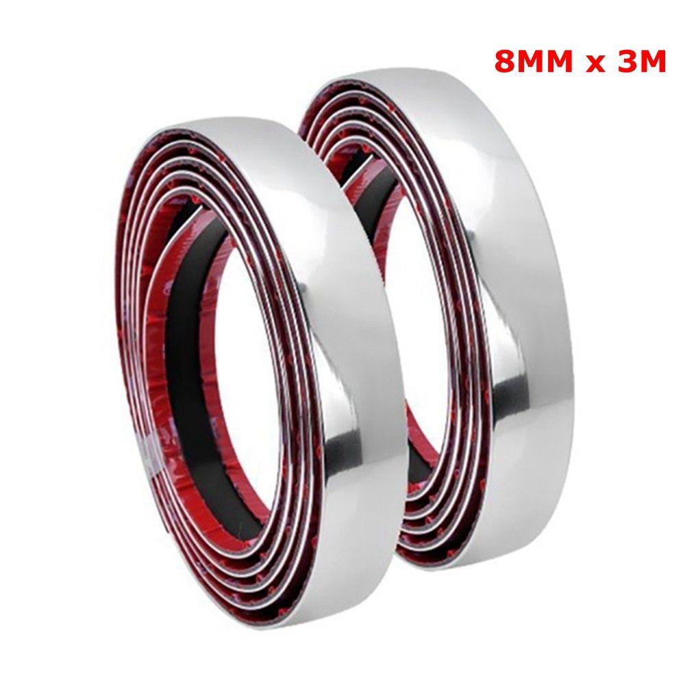 Внешняя внутренняя яркая декоративная полоса бампера, защитная лента для отделки, хромированная пластина, наклейка для защиты кромок