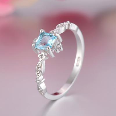 Горячие продажи Источник Европейское и американское кольцо Кольцо Женское Кольцо с бриллиантом Синий кристалл Квадратное кольцо