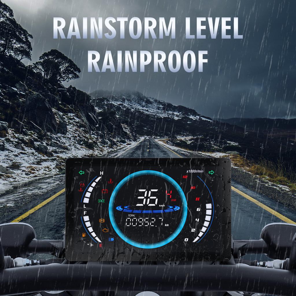 7'' LCD Motorcycle Speedometer Set Digital RPM Dashboard Fuel Level Odometer Tachometer Water Temperature Display With Sensor