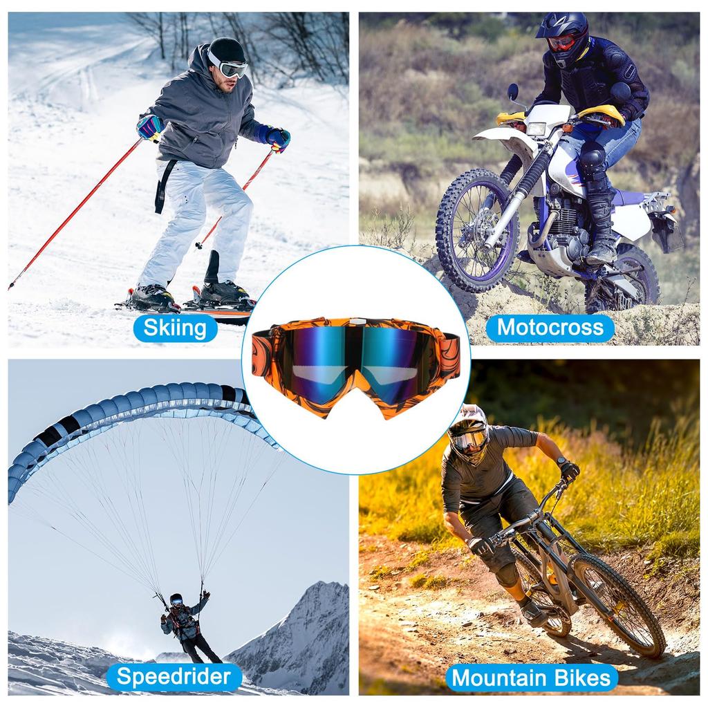 PATIKIL Очки для мотокросса с оранжевыми и черными цветными мотоциклетными очками для квадроцикла, лыжными гоночными шлемами, ветрозащитные очки для и езды, линзы, очки, очки,