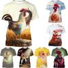Chicken 3D Printed Short Sleeved T-shirt Summer Breathable Polyester Simple Round Neck Top