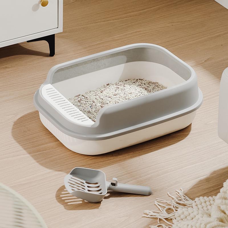 Large Semi-Enclosed Thickened Cat Litter Box with Scoop - Anti-Splash Design