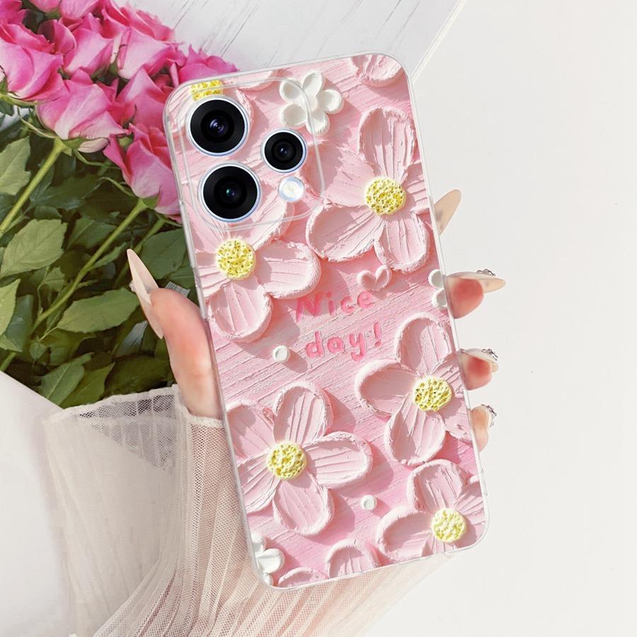 Чехол для OPPO Reno15 15F Защитный чехол для OPPO Reno15 F CPH2801 Reno 15 5G Capa цветок Мягкий силиконовый ТПУ Чехол для телефона