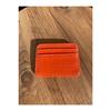 Croco Leather Ultra Thin Small Double Sided Women's Orange Card Holder Wallet With Money Compartment