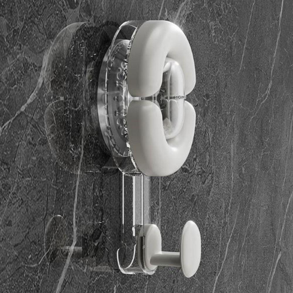 5Pcs Plastic Shower Hooks Punch Free Wall Hanger Light Luxury Suction Cup Hooks Kitchen