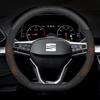 For SEAT Leon Ibiza FR 2 Ateca Arona Exeo Arosa Tarraco Mii Carbon fiber Suede Leather Car Steering Wheel Cover Auto Accessories