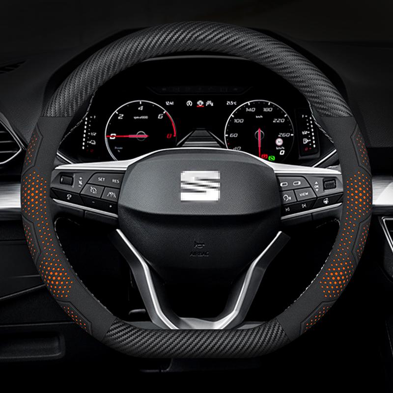 For SEAT Leon Ibiza FR 2 Ateca Arona Exeo Arosa Tarraco Mii Carbon fiber Suede Leather Car Steering Wheel Cover Auto Accessories