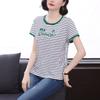 Модал полосатая женская футболка с короткими рукавами свободная летняя блузка с короткими рукавами для среднего возраста с вышитыми буквами тонкая с короткими рукавами