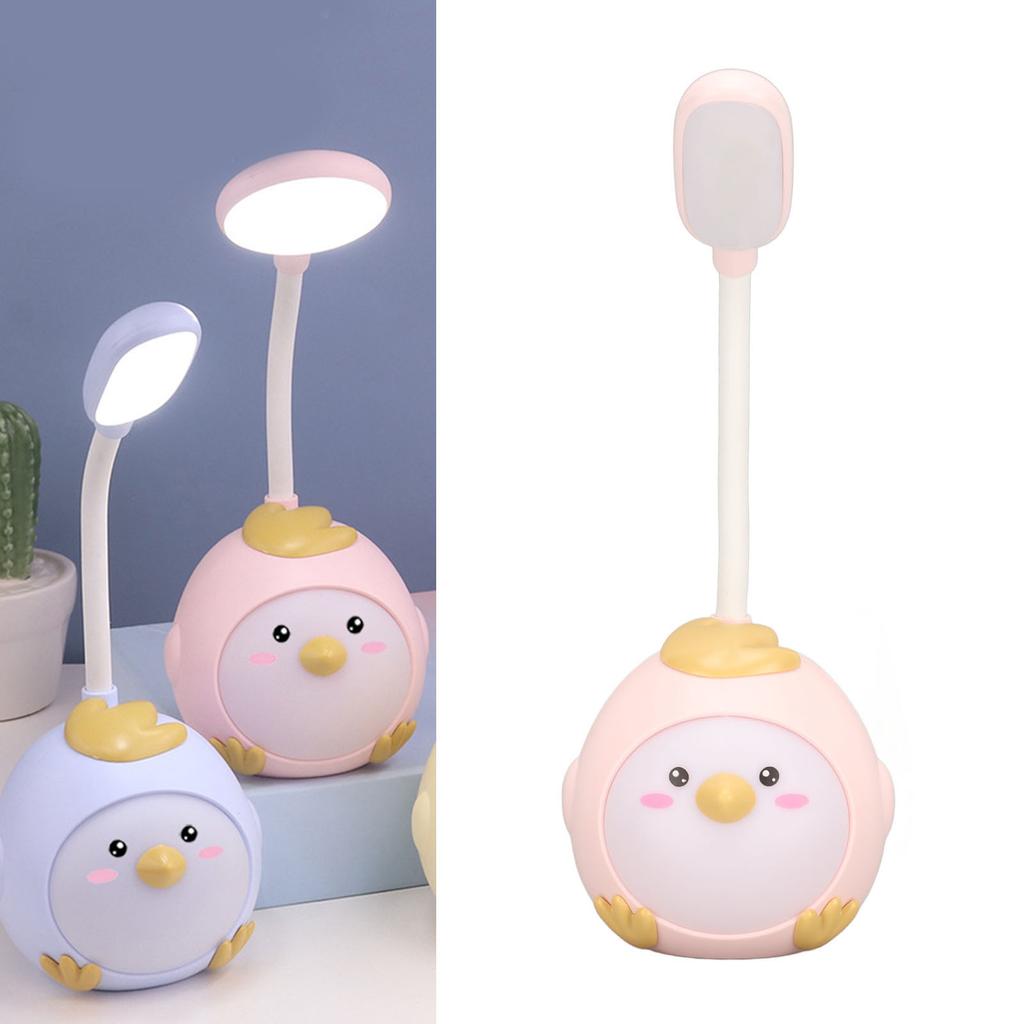 LED Desk Lamp USB Charging Eye Flexible Color Night Light with Cute Chicken Base