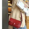 Small Square Bag Genuine Leather Crossbody Bag for Women's 2024 New Wide Shoulder Strap Genuine Leather Commuting Shoulder Bag